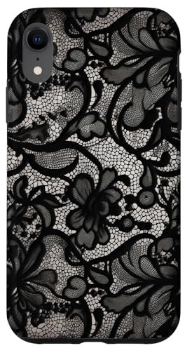 Schwarze Spitze, Vintage-Muster Hülle für iPhone XR