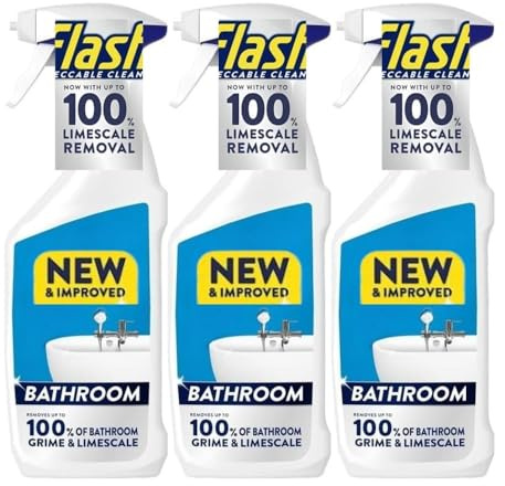 Fash Bathroom Impeccable Clean Grime & Limescale Remover 500ml x 3, Shower Tiles Toilet Cleaner Spray Detergent with Welari Thank You Card | (3pack)