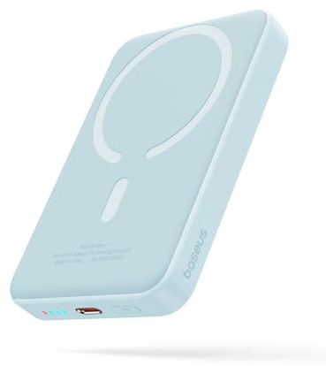 Baseus Magsafe - Batería Externa para iPhone 15/14/13/12 (10.000 mAh, 20 W, USB-C, Mini Powerbank, Color Azul Claro