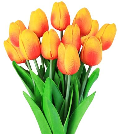 Fahibin 12 pezzi Tulipani Finti Realistici,Fiore Finto Tulipano,Tulipani Artificiali,Bouquet di Tulipani Artificiali,per camera da letto, feste, matrimoni, giardino