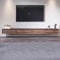 TAKUNE Floating TV Stand With 2 Drawer, Oak Wall Mounted TV Audio Video Shelving Shelf, Media TV Cabinet Console For Living Room, Bedroom(Brown)