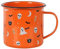 BelAya E Halloween Enamel Mug, Spooky Orange Print, 355ml, for Camping & Outdoors