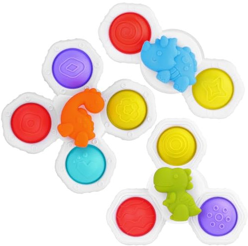 Saugnapf-Spinner-Spielzeug, Baby-Badespielzeug mit Saugnapf, Silikon-Flip-Board, Baby-sensorisches Spinner-Spielzeug, lindert Angstzustände, Reisespielzeug, für Kleinkinder, Jungen, Mädchen, 3Stück
