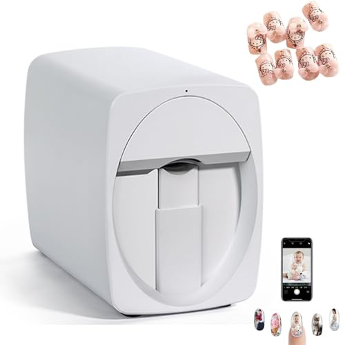 twostronking Digitaler Mobiler Nailart-Drucker, 3D-Nagelart-Drucker, 25 s Schnelles Drucken, App-Steuerung, Anpassbares Muster, Drucken Und Trocknen in Einem, Geeignet Für Nagelstudios,White