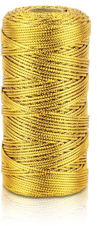 OXDFK Ficelle de boulanger métallique dorée - 100 m - 1 mm de diamètre - Ficelle à paillettes pour travaux manuels, bricolage, décoration de Noël, cadeaux