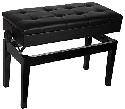 Höhenverstellbare Duett-Klavierbank mit bequemem Ledersitz