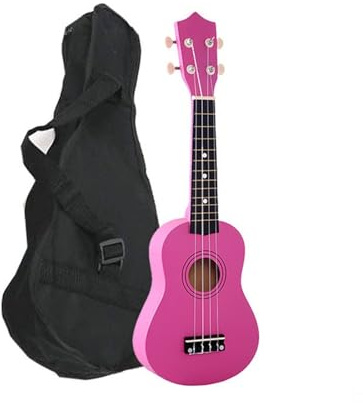 21-Zoll-Ukulele Aus Vollholz Mit Rucksack Aus Schwarzem Oxford-Stoff, Kleine Gitarre Ukulele Set(Rose Red)