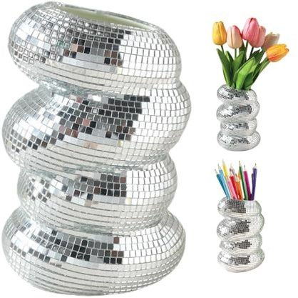 Vaso da fiori in vetro a specchio, sfera da discoteca, piccola sfera da discoteca, vaso decorativo
