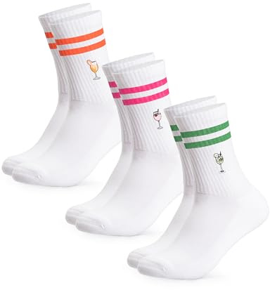 Occulto Damen & Herren Motiv Tennissocken mit Streifen 3er Pack (Modell: Summer), Statement Tennis Socken