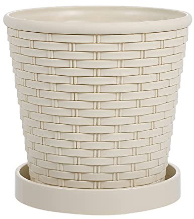 POPETPOP 1Stk Blumentopf Pflanztopf für Blumentöpfe drinnen künstlich plastikblumen im Topf Indoor Plants verkleidung blumenbank Pflanzkübel Gartenpflanzer Pflanzenbehälter Beige