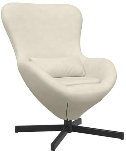 vidaXL Moderner Drehstuhl mit verstellbaren Armlehnen, cremefarbenes Polster, 360-Grad-Basis, ideal für Wohnzimmer, bequemer Lesesessel, weiches Stoffmaterial, langlebiger Metallrahmen, stylisch