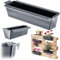 KADAX Set di 10 fioriere per pallet con sistema di sospensione, 37 x 9 cm, antracite, per piantare e decorare come fioriera da balcone, fioriera per pallet europei, inserto per vaso di fiori e vaso in