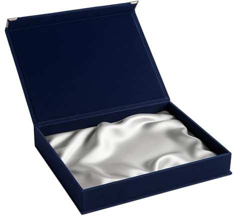 Caja porta placa conmemorativa | Caja expositora para placa, premio o documento | Elegante embalaje de terciopelo con fondo satinado