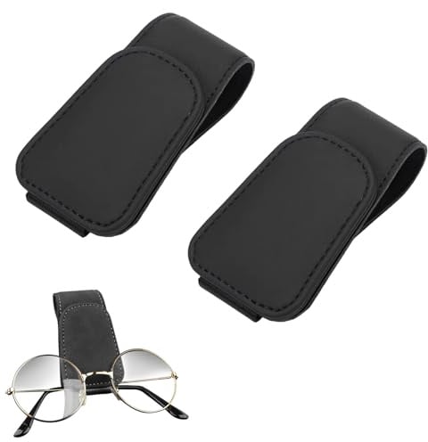 2 Stück Brillenhalter Für Auto,Sonnenbrillenhalter Auto,Auto Brillenhalter,Leder Magnetischer Sonnenbrillenhalter Auto,Universal Brillenhalter Auto,Universelles Visier Zubehör,Ticket-Kartenclip