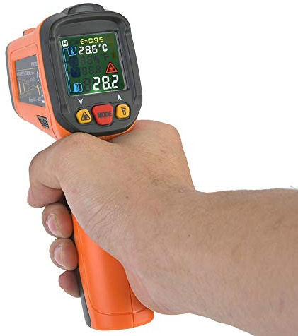 Termometro a infrarossi PM6530D, ad alta precisione, senza contatto, digitale a infrarossi, da -50 °C a 800 ℃/-58 ~ 1472 ℉, arancione per cucina, grigliate, riparazioni di veicoli