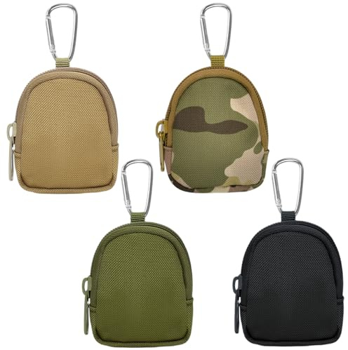 ASOUUNLD 4er Set Schlüsseltasche Mini Geldbörse mit Reißverschluss Münzbeutel Schlüsselanhänger Tasche Autoschlüssel klein Rucksack Tragbar Coin Purse Leckerlitasche Hund für Schlüssel Münzen
