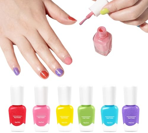 Kinder Nagellack 6-teiliges Schnelltrocknendes Abziehbares Spielzeug | Nagellack-Set Für Kinder Teenager Party Zuhause Salon Hochzeit Reisen Dating Pendeln Anfänger