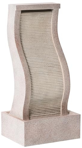 Fontaine de Jardin Extérieur avec Éclairage LED à Brancher Résistante aux Intempéries Résine Beige Formiga