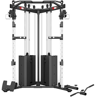 DUP Twin Cable Crossover Machine Power Rack, Heavy-Duty Steel, Dual Pulley Functional Trainer, 150kg Weight Stack, for Home Multi Gym