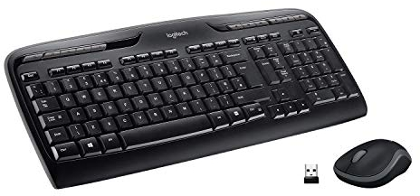 Logitech MK330 Kabelloses Tastatur-Maus-Set, 2.4 GHz Verbindung via Unifying USB-Empfänger, 4 programmierbare G-Tasten, 12 bis 24-Monate Batterielaufzeit, PC/Laptop, Skandinavisches Layout - Schwarz