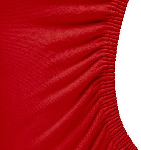 aqua-textil Royal Spannbettlaken Boxspringbett Wasserbett rund Ø ca. 245 cm Rubin rot 210g/qm Jersey Mako Baumwolle Elasthan Spannbetttuch