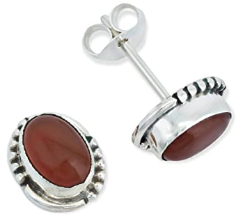 Ohrstecker 925 Silber Karneol orange roter Stein Edelstein Ohrringe echt Silber Damen Sterling Silber Stecker Geschenk(MOS-020-16)