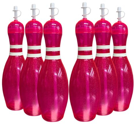 Große Bowlingnadel-Wasserflaschen, Rosa, 6 Stück