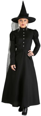 Adult Timeless Wicked Witch Fancy Dress Costume Womens, Classic Movie Spooky Fitted Salem Halloween Outfit