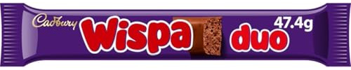 Cadbury Wispa Duo Chocolate Bar, 47.4 g (Pack of 1) | Deliciously Airy & Smooth, Twin-Bar Format, Ideal For On-The-Go Snacking, Great For Sharing
