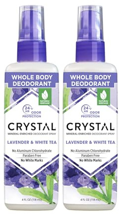 Crystal Mineral Deodorant Spray, 8 oz., 2 Pack, Lavender + White Tea