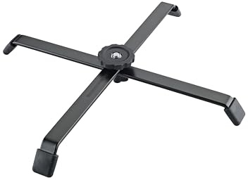 K&M Konig & Meyer 17725.000.55 Foldable Floor Stand For Spot Flood/PAR Lights | Cross Brace Legs | M10 Threaded Bolt | Base Folds Flat For Easy Storage/Travel | German Made | Black