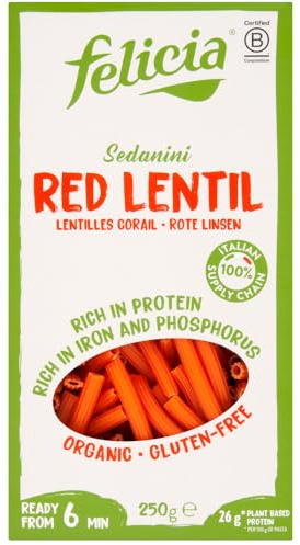 Felicia Gluten Free Organic Red Lentil Sedanini Pasta 250 G