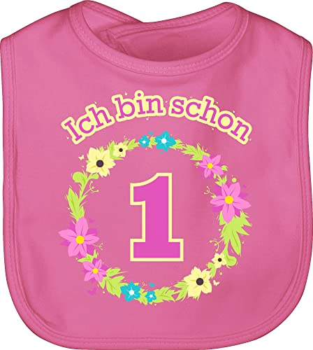 Baby Lätzchen - 1. Geburtstag - Ich bin schon eins Blumenkranz - Unisize - Pink - sachen 1 jahr alt geschenk einjährige 1st schlabberlatz 1geburtstag one year latz 1.geburtstag geburstags kinder