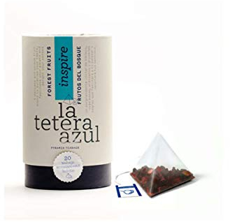 LA TETERA AZUL Infusión De Frutos Del Bosque Premium. Hibisco, Uva, Arándano, Grosella Negra Y Saúco. Frutos Del Bosque Y Frutos Rojos. Bote De 20 Pirámides.