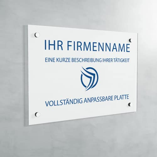 Praxisschild aus PVC - Graviertes Berufsschild zur Anpassung - Individuelle Größe (Blanc écrit bleu/Weiß mit blauer Schrift)