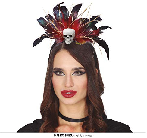 FIESTAS GUIRCA Voodoo-Haarreif Kopfschmuck für Halloween Accessoire für Damen schwarz-rot-weiss - Multicolore