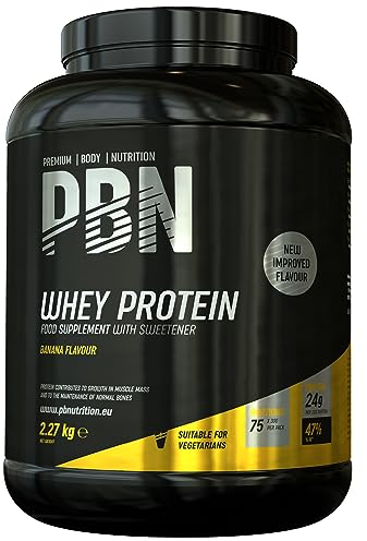 Premium Body Nutrition - Proteína de suero de leche en polvo, 2.27 kg (Paquete de 1), sabor Plátano, sabor optimizado