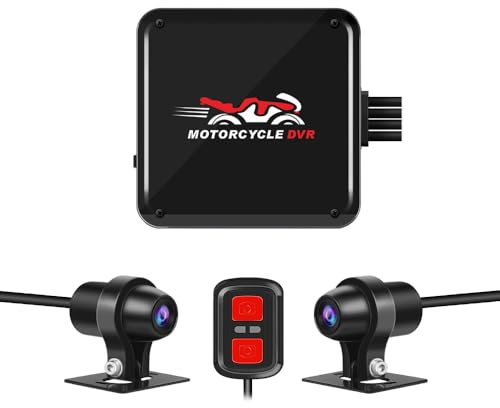 VSYSTO Motorrad DashCam, 140 ° Weitwinkel Nachtsicht Motorrad Kamera, HD 1080P Doppellinse Vordere und hintere, WiFi wasserdichte Sportkamera dashcam Motorrad mit G-Sensor, Schleifenaufzeichnung