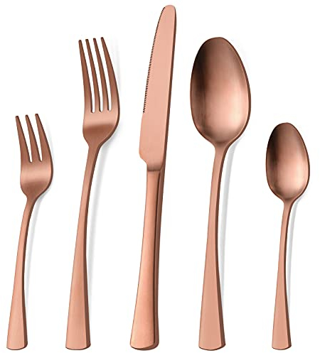Bestdin Besteck Set 6 Personen, 30 teilig Edelstahl Besteckset Roségold Matt Essbesteck Set mit Messer Gabel Löffel, Hochwertiges Edelstahlbesteck, Spülmaschinenfest.