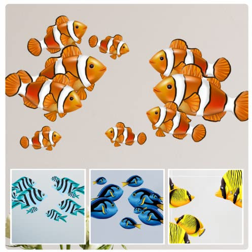 Tropical Fish Stickers [Waterproof] Photographic Quality Decals, Fish Tank Decor Graphics DIY Peel & Stick Perfect for Bathroom, Cars & Other Home Projects. Fans Gift Idea (Orange)