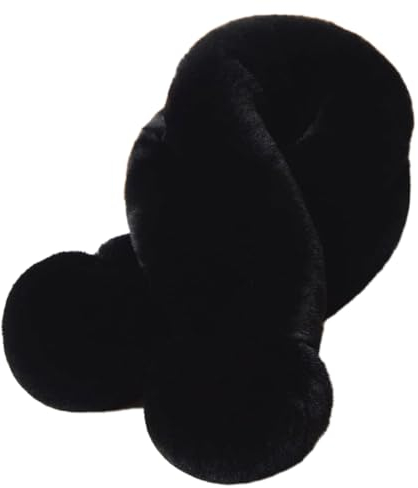 Duories Damen Schal Winter Plüsch Schal,Weich Warm Flauschig Faux Kaninchenfell Winterschal Herbstschal Kunstpelz Fellkragen Schal Schlauchschal Loop Schals HalstüCher für Frauen Mädchen,Schwarz