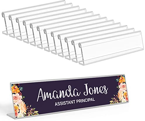 Printtoo Placas De Identificacin De Escritorio De Placas De Identificacin Escritorios Horizontal Slant Atr¡s Nombre Reutilizable Soporte Inclinado La Formacin Empresarial Paquete De Eventos De 12