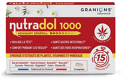 GRANIONS NUTRADOL 1000Apaisant général-soulage la tête,confort pendant les règles,troubles gastro-intestinaux-Formule naturelle aux plantes,vitamines et minéraux-Libération rapide-Made in France