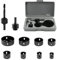 HSEAMALL Kit de sierra de agujero de 8 piezas, 19-64 mm de acero al carbono Downlights broca herramientas cortador para placas de yeso, negro