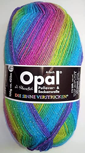 Opal/Sockenwolle / 4 ply/fädig / 1 x 100g. / Surprise mit Silbereffekt/Farbe: 4069 /Die Sinne verstricken / Tutto-Opal Sockengarn/Strickwolle