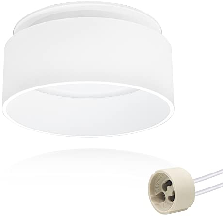 KYOTECH LED Deckenstrahler mit indirektem Licht inkl. GU10 Fassung Aufbauspot flach LED Aufputz Rund Weiß mit großer Leuchtfläche Einbau Design Spot Deckenlampe Einbaustrahler rahmen ohne Leuchtmittel