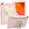 Funda para iPad de 10.2 Pulgadas 2021/2020/2019 con Correa para el Hombro, Funda Protectora Resistente a Prueba de Golpes con Soporte de Mariposa para 9ª/8ª/7ª generación, Blanco+Rosa
