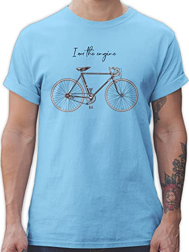 T-Shirt Herren - Fahrrad Bekleidung Radsport - I am The Engine I Rennrad I Geschenk Radfahrer I Fahrradliebhaber I Cycling - M - Hellblau - fahrradshirt Radsport-Bekleidung Radfahren Rad Shirts