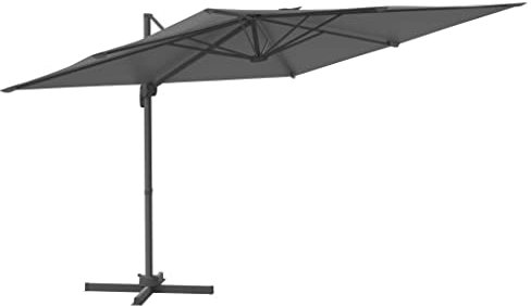 vidaXL Ampelschirm mit Aluminium-Mast Sonnenschirm Marktschirm Gartenschirm Strandschirm Balkonschirm Schirm Kurbelschirm Anthrazit 300x300cm