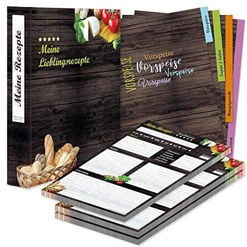 PRICARO Rezeptordner Komplett-Set Mediterran, A4, 8 teilig